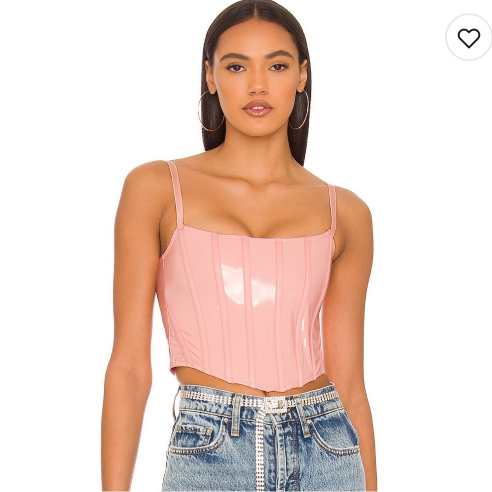 Revolve OW collection pink latex corset